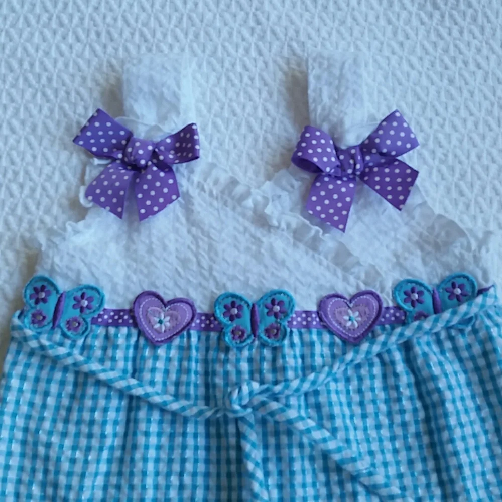 Youngland Blue and Purple Plaid Tiered Dress Size 3T
